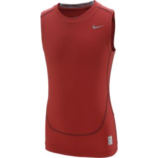 NIKE Boys Pro Core Compression Sleeveless T Shirt   Size L, Gym Red/grey