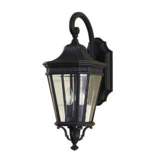 Two light outdoor wall lantern Clear beveled glass shade The Cotswold