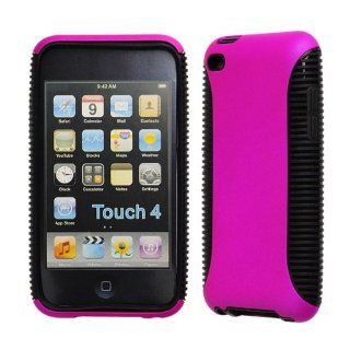 Apple iPod Touch 4G / iTouch 4 Rubberized Hybrid Black TPU with Hot Pink   Snap On Cover, Hard Plastic Case, Face cover, Protector   Retail Packaged Cell Phones & Accessories