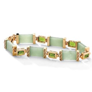 Palm Beach Jewelry 8 Sterling Silver Jade and Peridot Link Bracelet