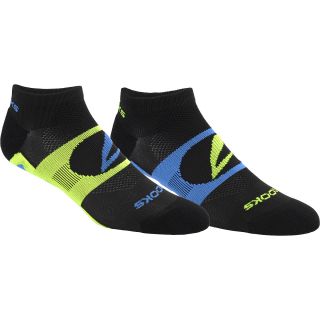 BROOKS Training Day Low Quarter Socks   2 Pack   Size 10 13, Black/neon
