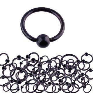 Kadima Wholesale Body Piercing Jewelry 16G 5/16" Lots of 10pcs Stainless Steel Black Titanium Anodized BCR/CBR Captive Beads Ring Bead Charms Jewelry