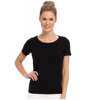 Jones New York S/S Scoop Neck T Shirt Womens Short Sleeve Pullover (Black)