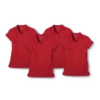 Cherokee Girls School Uniform 4 Pack Short Sleeve Pique Polo   Red Pop XXL