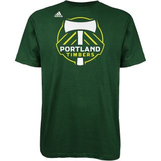 adidas Mens Portland Timbers Logo Set Short Sleeve T Shirt   Size Small, Dk.