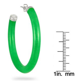 Szul Jewelry Cylinder Cut Jade Hoop Earrings