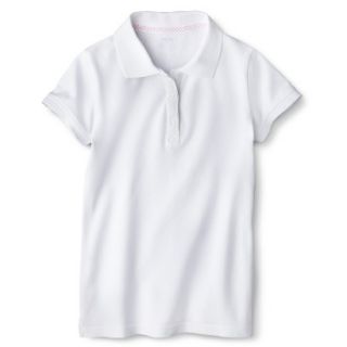Cherokee Girls School Uniform Short Sleeve Pique Polo   True White XL