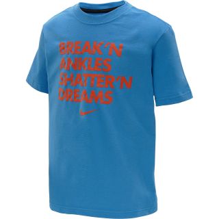 NIKE Boys Basketball Text Short Sleeve T Shirt   Size Small, Photo Blue/black