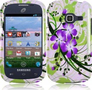 Samsung Galaxy Centura S738C ( Straight Talk , Net10 , Tracfone ) Phone Case Accessory Purple Inspiring Flowers Hard Snap On Cover with Free Gift Aplus Pouch Cell Phones & Accessories