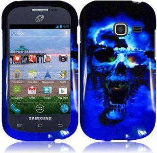 For Samsung Galaxy Centura S738C Hard Design Cover Case Blue Skull Accessory Cell Phones & Accessories