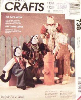 OOP McCall's Craft Pattern 738 or 5790. 21" Cat Rag Dolls. Tom & Allie Cat & Their Clothes. Designs by Faye Wine