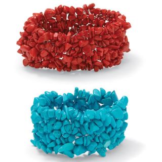 Palm Beach Jewelry Coral and Turquoise Stretch Nugget