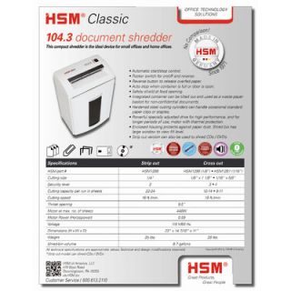 HSM of America,LLC HSM Classic 104.3, 22 24 sheets, strip cut, 8.7 gal