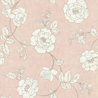 Brewster Home Fashions Serene Rose Wallpaper in White / Silver