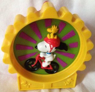 UFS Snoopy and Peanuts Gang, 3.5" Snoopy and Woodstock Riding a Bike Figure on Wheels Toy 