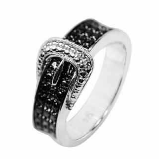 DeBuman 925 Silver Accent Belt Buckle Diamond Ring
