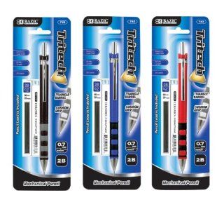 BAZIC Tritech 0.7 mm Mechanical Pencil with Ceramics High Quality Lead, Case of 12, Assorted Color (742 12) 