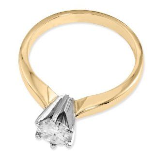 14k Two tone Moissanite 5.5mm Round Solitaire Ring Jewelry