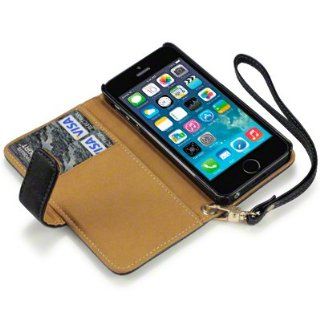 IPHONE 5/5S PREMIUM PU LEATHER WALLET CASE   BLACK/TAN, TERRAPIN RETAIL PACKAGING Cell Phones & Accessories