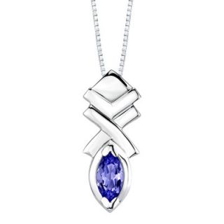 Oravo Marquise Shape Sapphire Pendant Earrings Set in Sterling Silver