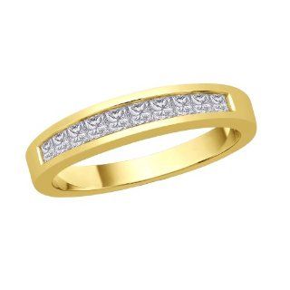 Channel Set Princess Cut Diamond Band in 14K Yellow Gold (1/2 cttw) Katarina Jewelry