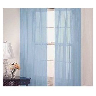 2 Piece Solid Light Blue Sheer Curtains Fully Stitched Panels Window Drape 54" X 84"   Window Treatment Sheers