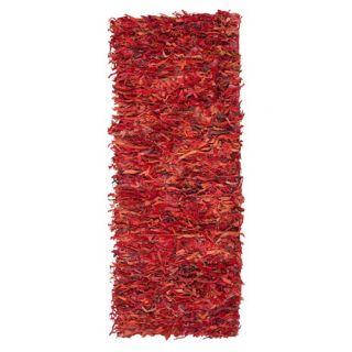 Leather Shag Red Rug