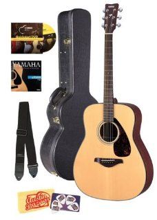 Yamaha FG700S Folk Acoustic Guitar Bundle with Hard Case, Instructional DVD, Picks, Strap, Strings, Pick Card, and Polishing Cloth   Natural Musical Instruments