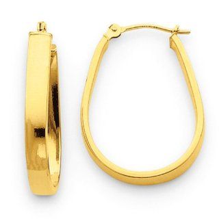 3.5mm, 14K Yellow Gold U Shaped Hoop Earrings, 22mm (7/8") Jewelry