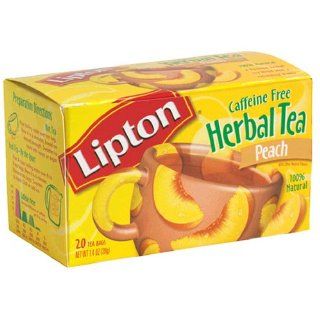 Lipton Herbal Tea, Peach, Tea Bags, 20 Count Boxes (Pack of 6)  Herbal Remedy Teas  Grocery & Gourmet Food