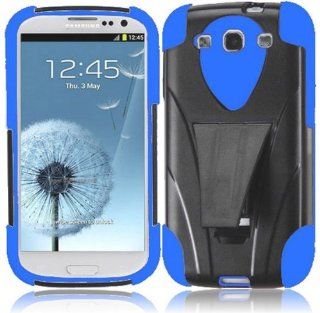 Samsung Galaxy S3 i9300, i747, L710, T999, i535 ( ) Phone Case Accessory Cool Blue Dual Protection Impact Hybrid Cover with Stand comes with Free Gift Aplus Pouch Cell Phones & Accessories