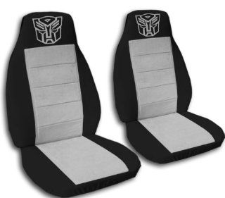 2 Black and Silver Robot seat covers for a 2009 to 2011 Toyota Corolla. Side airbag friendly. Automotive