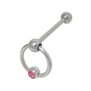 Barbell Tongue Ring Surgical Steel with Door Knocker Bead   SLHJ70 P Jewelry