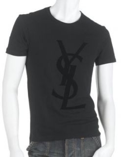 YSL Men's T Shirt, Black, Medium Novelty T Shirts Clothing
