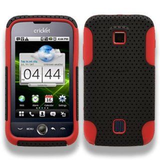 HUAWEI M860 ASCEND METRO PCS SPORTY PERFORATED HYBRID 2 TONE (SOFT SILICONE+SOFT RUBBER) CASE BLACK/RED Cell Phones & Accessories