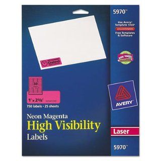 Avery High Visibility Laser Labels, 1 x 2 5/8, Neon Magenta, 750/Pack