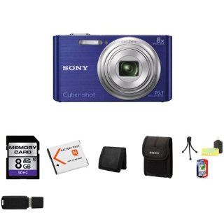 Sony DSC W730/L 16.1 MP Digital Camera with 2.7 Inch LCD (Blue) + Extra NP BN1 Battery + 8GB SDHC Class 10 Memory Card + Memory Wallet + Sony LCS BDE Small Soft Camera Case for Sony Cybershot Cameras + Table Top Tripod, Lens Cleaning Kit, LCD Protector + U