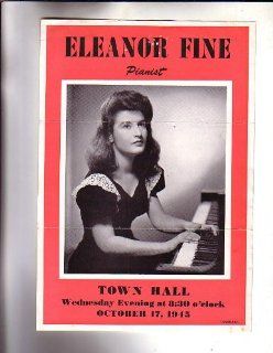 Eleanor Fine Pianist Handbill NYC Town Hall 1945  Other Products  