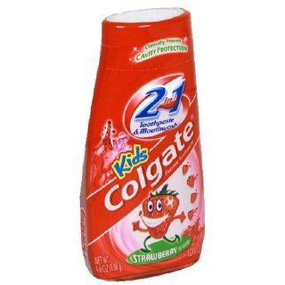 Colgate Kids 2 In 1 Toothpaste & Mouthwash, Strawberry, Liquid Gel, 4.6 oz (130 g) (Pack of 6) Health & Personal Care