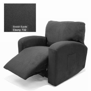 Recliner Chair Cover Stretch Suede Ebony 732   Armchair Slipcovers