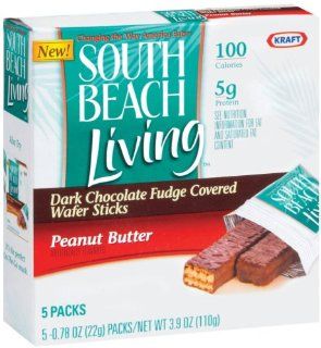 South Beach Living Dark Chocolate Fudge Covered Wafer Sticks, Peanut Butter, 3.9 Ounce Boxes (Pack of 6)  Grocery & Gourmet Food