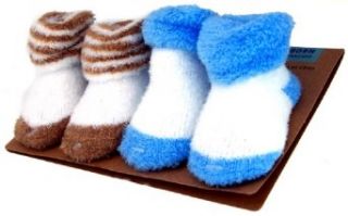 Newborn Socks Blue & Brown   2 Pairs (Faded Glory) Infant And Toddler Socks Clothing