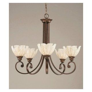 Toltec Lighting 255 BRZ 755 Curl   Five Light Chandelier, Bronze Finish with Gold Ice Glass    