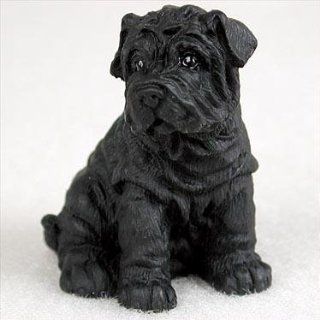 Shar Pei Miniature Dog Figurine   Black   Collectible Figurines