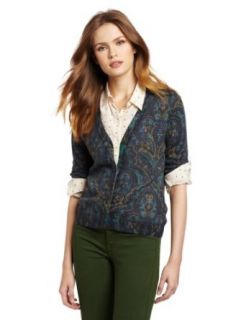 Lucky Brand Women's Oriental Rug Cardigan Sweater, Green Multi, X Small Wool Sweater