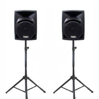 Podium Pro Studio ABS 8" Speakers 2 Way Pro Audio Monitor Pair and Stands DJ Set for PA Home or Karaoke PP810SET1 Musical Instruments