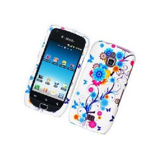 Samsung Exhibit 4G T759 SGH T759 White Blue Flower Butterfly Cover Case Cell Phones & Accessories