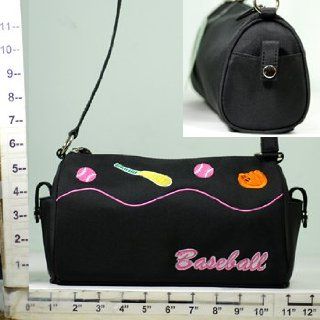 Purse/Mini Shoulder Bag ~ Black ~ Embroidered "Baseball" Theme 