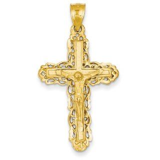 Ornate Crucifix Pendant, 14K Yellow Gold Jewelry