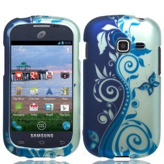 Blue Silver Vine Hard Cover Case for Samsung Galaxy Centura SCH S738C Straight Talk RS 49 Cell Phones & Accessories
